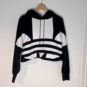 Adidas cropped sweatshirt with hoodie black & white